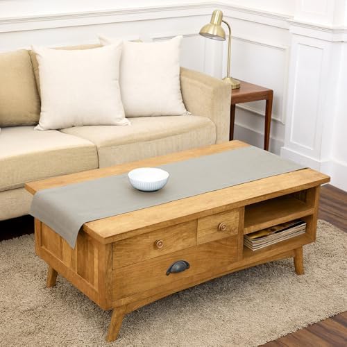 Solino Home 100% Pure Linen Table Runner Natural Woven, Fete 14 x 48 in by SolinoHome