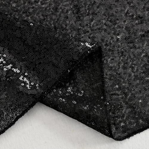 B-COOL Sequin Black Table Runner: 8 Pack 12x72Inch Glitter Decoration Sparkly Fabric for Halloween Graduation Holiday Birthday Outdoor Table Decor - Image 3