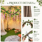 Enchanted Jungle Theme Decoration Set Artificial Purple Pink Wisteria Vines - Image 3