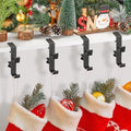 6 Pack Christmas Stocking and Garland Holders with 2 Hooks, Mantle Garland Holder for Hanging Christmas Stockings, Adjustable Fireplace Garland Holder & Stocking Hanger, Max 2.1" Thick Mantle - Black by popamaz