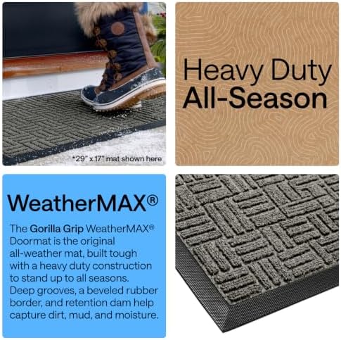 GORILLA GRIP WeatherMAX Door Mat, Indoor Outdoor Use, 47x35, Gray Maze - Image 3