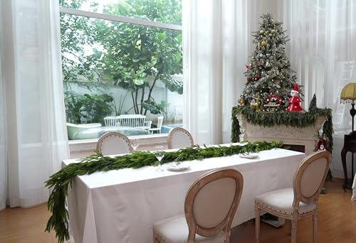 9 Ft Christmas Garland Real Touch Norfolk Pine Garland Christmas Decorations Faux Realistic Winter Pine Garlands for Mantle, Table, Stairs, Doorframe, Fireplace Indoor Outdoor Holiday Xmas Decor - Image 6