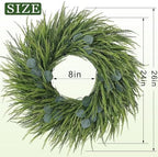 26" Artificial Eucalyptus with Fake Saw Grass Wreath for Front Door Decor - Image 6