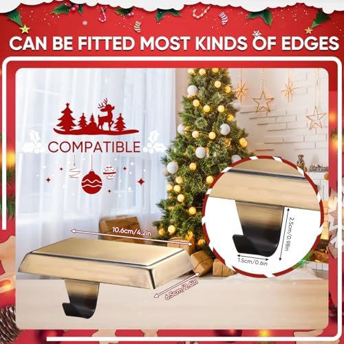 Christmas Stocking Holders for Mantle, Weighted Stocking Hangers, Christmas Stocking Hooks for Tables Window Fireplace Mantle Decoration(Bronze,8PCS) - Image 4