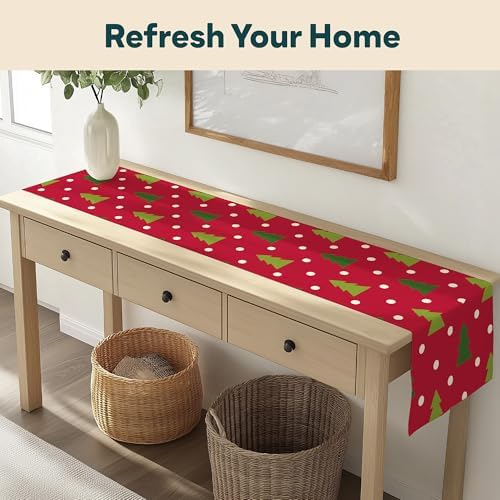 Winter Table Runners | Christmas Tree Design | Seasonal Table Decorations | Home Kitchen Decor | Made in The USA | Stain Resistant | 14" x 108" Long - Image 4