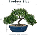 Artificial Bonsai Tree Faux Plants Indoor Fake Plants Decor with Blue Ceramic Pots for Home Table Office Desk Bathroom Shelf Bedroom Living Room Farmhouse Decor - Image 2