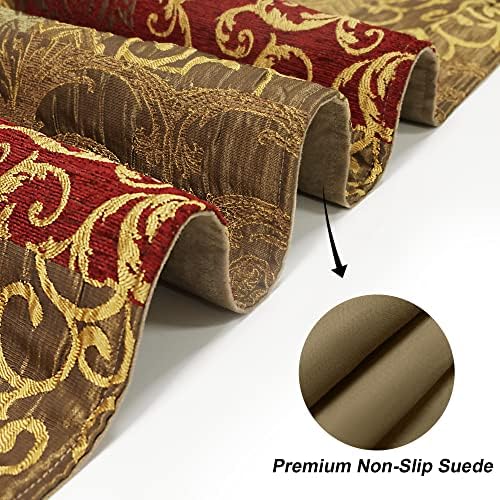 Loom and Mill Luxury Jacquard Table Runner 13x108 inch, Triangle-Red Gold - Image 5