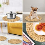 BARIEN Woven Placemats Round Set of 10, Natural Water Hyacinth Weave Placemat for Dining Table, Large Handmade Woven Placemats Heat Resistant Non-Slip (15") - Image 3