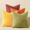 MIULEE Fall Yellow Orange Rust Throw Pillow Covers 18x18 Inch 4 Packs Boho Farmhouse Decorative Color-Clash Pillow Cases Soft Cushion Cases for Couch Sofa Bed Corduroy Striped Home Decor by MIULEE