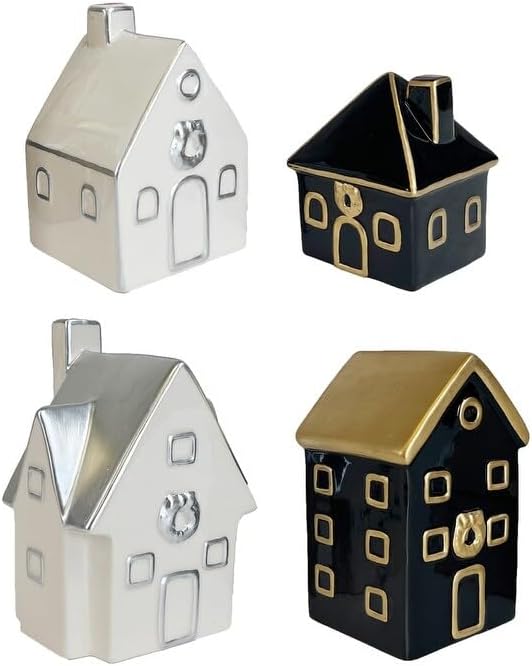 Ceramic Christmas Village Set of 4 Christmas Village Houses Ceramic - Image 3