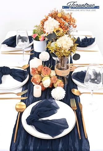 100 Pieces Cloth Napkins Navy Blue Dinner Cheesecloth Napkins for Wedding,Wrinkled Cloth Napkins Bulk for Home Party Rustic Table Decoration, 17 x 17 Inch - Image 6