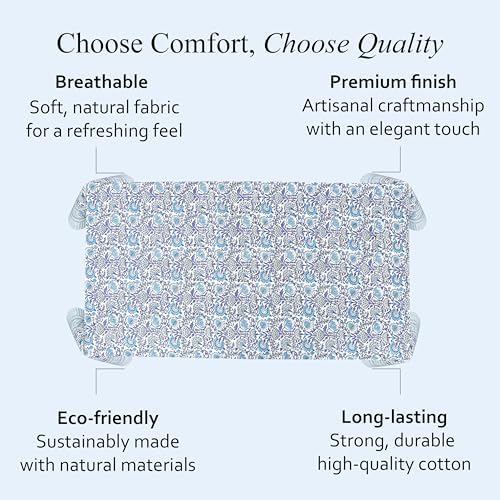 CPC Tablecloth 100% Cotton 60x90 Inch Indian Block Print Rectangle Table Cover, Washable Table Cloth for Weddings, Spring/Summer, Barbeque - Indigo Blue - Image 6
