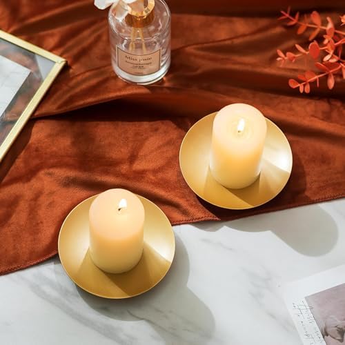 Iron Pillar Candle Holder: 4.25" Gold Candle Tray and Plate - Image 3