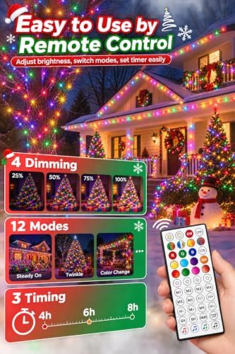 JMEXSUSS 200 LED RGB String Lights Outdoor Indoor, 66Ft Halloween Lights - Image 4
