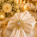 120 Pcs Gold Napkin Rings, Crystal Flower Holders for Holiday Table Setting - Image 4