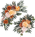 2 Pcs Fall Arch Flowers Swag Burnt Orange Rust Rose Garland Decor by Ovveroche