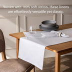 Over&Back 18x108 Woven Chambray Cotton Table Runner - Washable Table Runners for a Custom Home Decor Tablescape - Coffee Table, Dinner Table, Living Room - White - Image 3