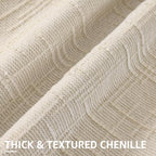 decorUhome Textured Chenille Throw Pillow Covers 18x18 Set of 2 Light Cream - Image 2