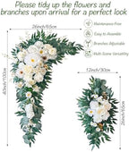 40 inch 2 Pack Faux Wedding Arch Flowers, Ivory White Floral Swag - Image 2