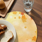 Fall Round Placemats Set of 8 Thanksgiving Maple Leaves Place Mats Washable Woven Placemat Orange Autumn Leaves Circle Braided Table Mat for Kitchen Dining Table Holiday Party Fall Decor 15 Inch - Image 3
