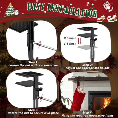 6Pcs Christmas Fireplace Stocking and Garland Hanger Fits 0.5-3.5" Mantle - Image 3