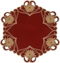 Decozen Set of 8 Doilies for Table, Lace Doilies - Rustic, Crochet, Farmhouse, Kitchen, Dining Table Centerpiece Decor - Round Christmas Placemats - 15 Inch Gold Red, The Imperial Collection by Decozen