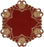 Decozen Set of 8 Doilies for Table, Lace Doilies - Rustic, Crochet, Farmhouse, Kitchen, Dining Table Centerpiece Decor - Round Christmas Placemats - 15 Inch Gold Red, The Imperial Collection by Decozen