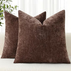 decorUhome Soft Chenille Reddish Brown Throw Pillow Covers 24X24 Set of 2 by decorUhome