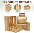 6 Pcs Wooden Crates for Display, Nesting Wood Crate for Storage, 6 Size - Image 3