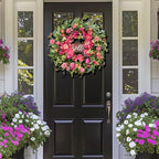 Spring Wreaths for Front Door 24 Inch with Hello Sign,Artificial Summer Wreath with Pink Peony and Orchid,Indoor and Outdoor Wreath for Farmhouse Wall Home Porch Decor - Image 6
