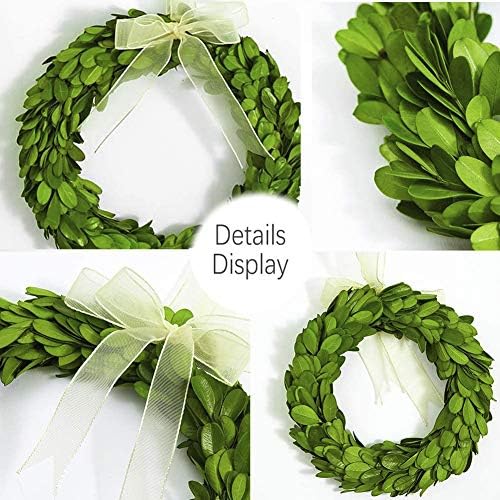 Boxwood Wreath 10" Mini Country Manor Wreath with Silk Ribbon Green Decor for Home, Farmhouse - All Seasons Wreath Christmas Wreath - Image 2