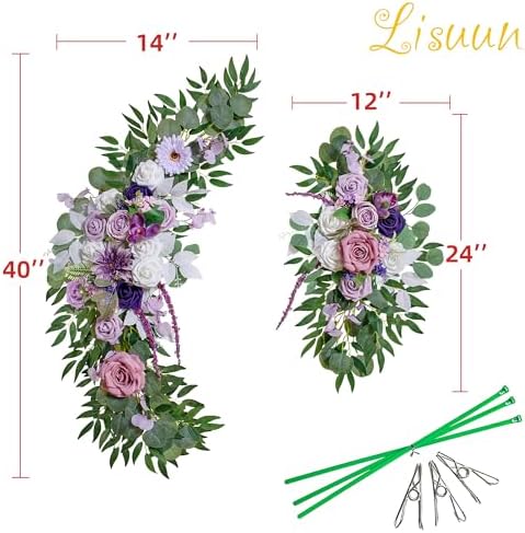 Lisuun Artificial Wedding Arch Flowers, 2 Large Floral Swags - Image 6