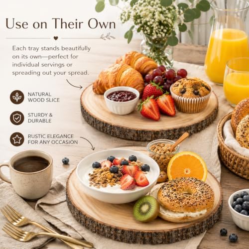 Upper Midland Products Wood Cupcake Stand, 4-Tier Rustic Wooden Dessert Tower with Natural Bark-Edges for Cupcakes, Treats, Weddings, Parties and Table Décor - Image 4