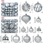Christmas Tree Balls Ornaments Set, 48 Pcs Shatterproof Plastic Decorative Baubles Shiny Hanging Ball Ornaments for Xmas Tree Holiday Party Wedding Decoration, Silver - Image 2