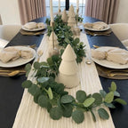 Leinuosen 8 Set 10 Ft Ivory Cheesecloth Table Runner Wedding Decor with 6 Ft Eucalyptus Garland, Boho Gauze Table Centerpiece Runner for Wedding Baby Shower Birthday Party Decoration - Image 6