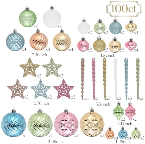 Valery Madelyn 100ct Christmas Tree Decorations Ball Ornaments Set - Image 4