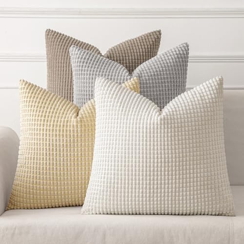 MIULEE Neutral Harmony Decorative Pillow Covers 20x20 Inch Set of 4 by MIULEE
