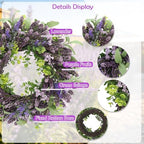 26'' Wreath for Front Door, Spring Purple Wreaths for Outdoor Indoor Decor - Image 3