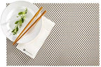 Restaurantware Amalfi 16 x 12 Inch Plastic Placemats Set Of 6 Basketweave Outdoor Placemats - Limestone No Stain Black And Taupe Vinyl Table Placemats Waterproof Heat Tolerant Easy To Clean - Image 2