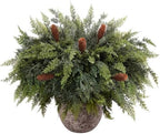 12 Artificial Christmas Cedar Stems, 17.5", with 5 Pine Cone Picks by Unknown