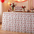 8 Pcs Cherry Table Runners 29 x 70 Inch Cherry Tulle Tablecloth - Image 4