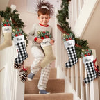 Tatuo 12 Pack Christmas Burlap Stockings Hanging,Light Brown, Black White - Image 6