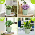 Plastic Plant Pots 10/9/8/7.5/7 inch Set of 5, Flower Planters with Drainage Holes and Saucers, Plastic Pots for Indoor Outdoor Plants, Livingroom Garden Decor (Green) - Image 6