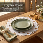 Decozen Set of 8 Doilies for Table, Lace Doilies - Rustic, Crochet, Farmhouse, Kitchen, Round Table Placemats - Valentines Day Decorations - 15 inch White, The Snow Blossom Collection - Image 2