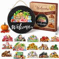 16/14/12PCS Welcome Sign for Front Door Interchangeable Every Season Halloween Christmas with Holiday 12 Inch Wooden Holiday Door Sign Wreaths Seasonal Porch Decor Gift(Set C) by Unknown