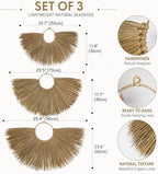 PEMAR Set of 3 Woven Seagrass Fan Wall Decor - Large Boho Raffia Jute Wall Hanging Hanging Decor for Living Room Bedroom, Handmade Rustic African Fan Wooden Wall Art, Unique Housewarming Gift (XL: 35.4" D, L: 27.6" D, M: 19.7" D) - Image 3