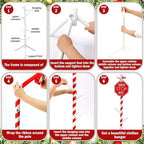 Geelin 39.37 Inches Inch Christmas Wooden Stocking Holder Stand Freestanding Christmas Stocking Stand Rack with 7 Hooks with Red Ribbon for Xmas Living Bedroom Room - Image 5