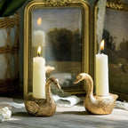 NIKKY HOME Gold Taper Candle Holders Set of 2, Elegant Swan Table Decor - Image 4