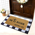 2 Pcs Easter Doormats, He is Risen Door Mat, Easter Bible Verse Non Slip Coir Mats, Black and White Check Rug, Layering Doormats Seasonal for Indoor Outdoor Home Porch Entry Decor 24" x 32" by Unknown