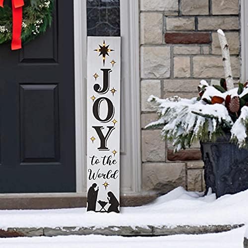 Glitzhome 42" H Lighted Wooden Nativity Porch Sign, Decorative Joy Hanging Plaque for Christmas, Farmhouse Xmas Nativity Porch Decor Hanging Sign for Christmas Holiday Home Front Door Porch Decor - Image 4